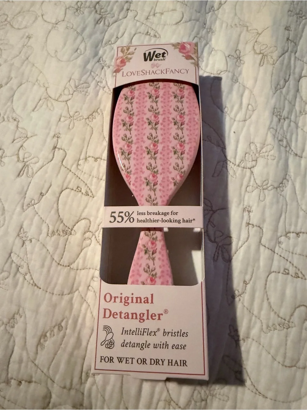 LoveShackFancy Pink Floral Original Detangler in Strawberry Macaroon
